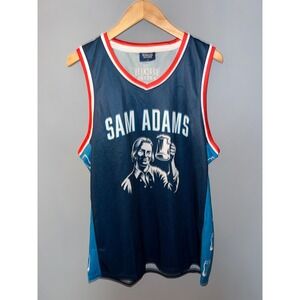 Samuel Adams Brackets & Beers Basketball Jersey Navy Blue Mens Large 23 Graphic